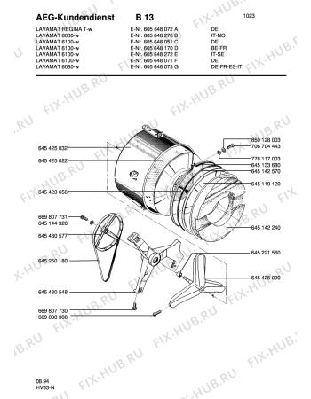 Взрыв-схема стиральной машины Aeg LAV6000-W N/I - Схема узла Tub and drum