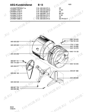 Взрыв-схема стиральной машины Aeg LAV6100 - Схема узла Tub and drum