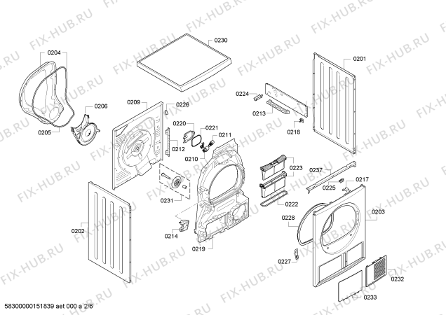 Взрыв-схема сушильной машины Bosch WTW84360CH - Схема узла 02