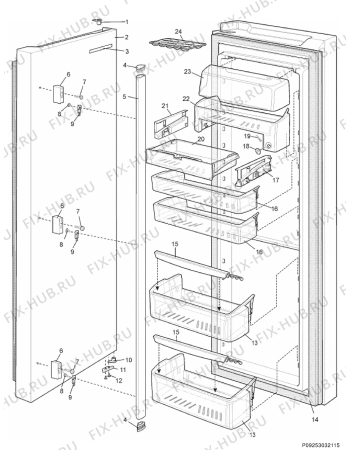 Взрыв-схема холодильника Electrolux ENL60700X - Схема узла Section 2