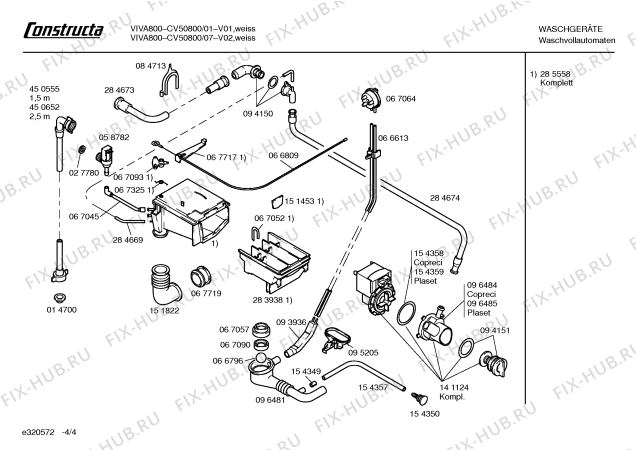 Схема №1 CV51000 Constructa VIVA 1000 с изображением Инструкция по эксплуатации для стиральной машины Bosch 00517969