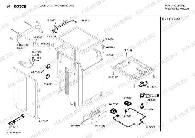 Схема №2 WOK2401EU WOK2401 с изображением Таблица программ для стиралки Bosch 00522775