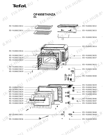 Схема №1 OX495810/HZA с изображением Нагревательный элемент для плиты (духовки) Tefal FS-9100023821