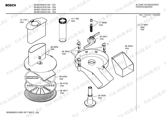 Взрыв-схема кухонного комбайна Bosch MUM7220UC CONCEPT 7200 electronic - Схема узла 06