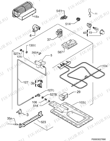 Взрыв-схема плиты (духовки) Rex Electrolux FRG23XE - Схема узла Functional parts