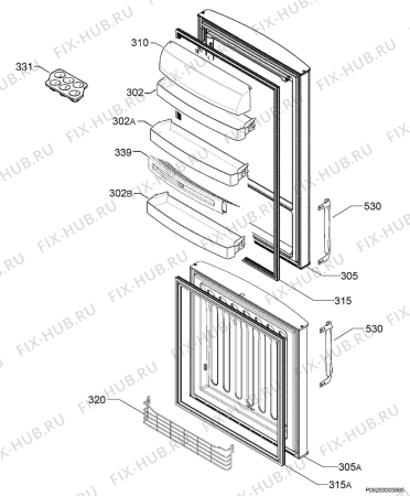 Взрыв-схема холодильника Rex Electrolux RNB44351C - Схема узла Door 003