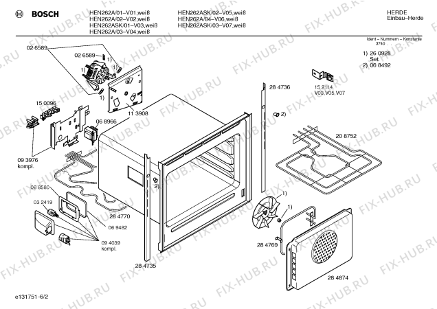 Взрыв-схема плиты (духовки) Bosch HEN262A - Схема узла 02