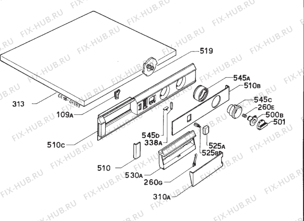 Взрыв-схема стиральной машины Zanussi FL1016/A - Схема узла Command panel 037