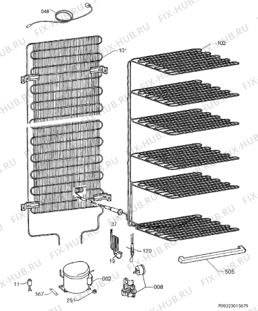 Взрыв-схема холодильника Rosenlew RPP2330V - Схема узла Cooling system 017