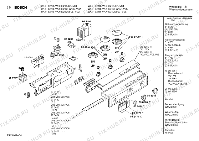 Схема №1 WOH6210SI, WOH6210 с изображением Панель для стиралки Bosch 00285661