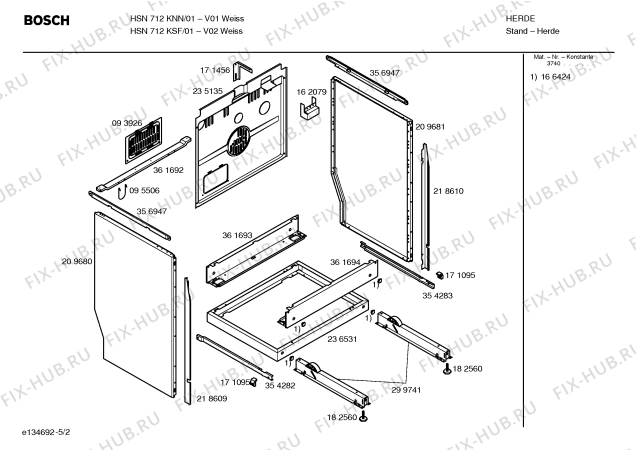 Схема №1 HSN712KSF с изображением Инструкция по эксплуатации для плиты (духовки) Bosch 00583027
