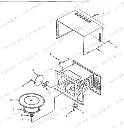 Взрыв-схема микроволновой печи Zanussi ZMJ18ST - Схема узла Oven body