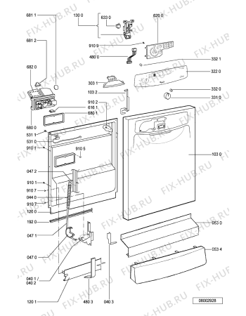 Схема №1 ADP 7551 WH с изображением Обшивка для электропосудомоечной машины Whirlpool 481245371978