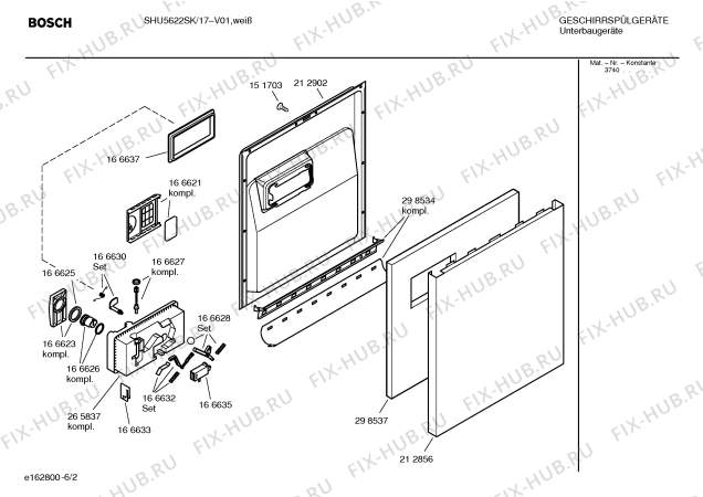 Взрыв-схема посудомоечной машины Bosch SHU5622SK - Схема узла 02