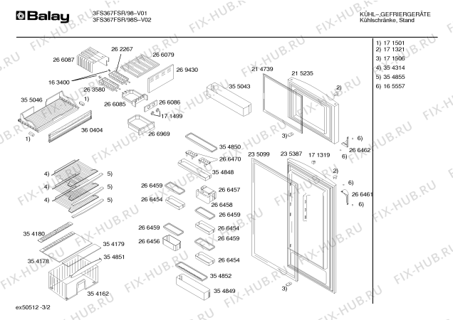 Взрыв-схема холодильника Balay 3FS367FSR/98S - Схема узла 02