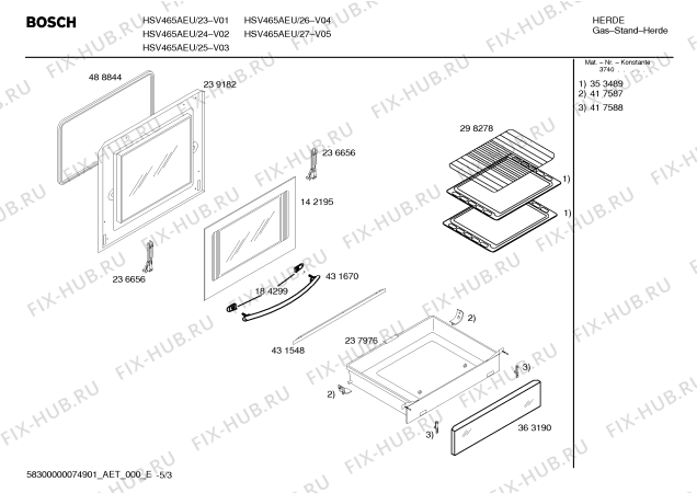 Схема №1 HSV465AEU Bosch с изображением Инструкция по эксплуатации для духового шкафа Bosch 00595515