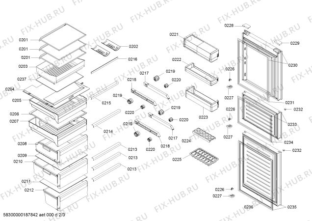 Взрыв-схема холодильника Siemens KG32HA230C - Схема узла 02