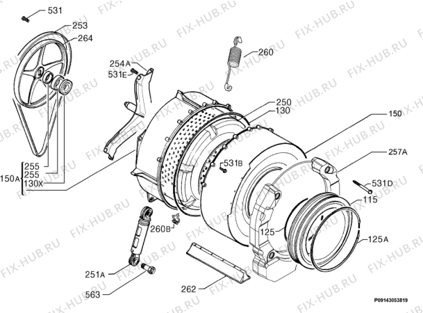 Взрыв-схема стиральной машины Electrolux EWW1273 - Схема узла Functional parts 267