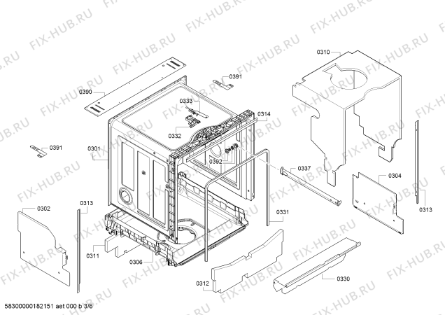 Взрыв-схема посудомоечной машины Bosch SMV40C00EU Silence - Схема узла 03