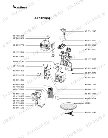 Взрыв-схема микроволновой печи Moulinex AY512D(5) - Схема узла VP002022.7P2