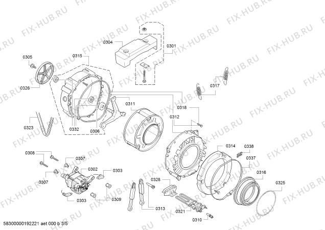 Взрыв-схема стиральной машины Siemens WS12G160HK, iQ100 iSensoric - Схема узла 03