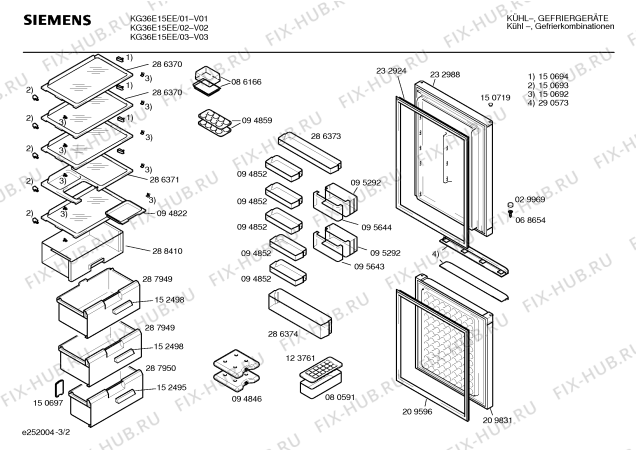 Схема №1 KG36E15EE с изображением Инструкция по эксплуатации для холодильной камеры Siemens 00517612