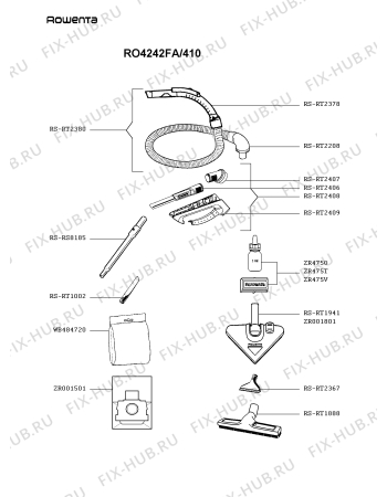 Взрыв-схема пылесоса Rowenta RO4242FA/410 - Схема узла HP002986.1P2