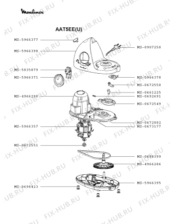 Взрыв-схема кухонного комбайна Moulinex AAT5EE(U) - Схема узла HP002806.1P3