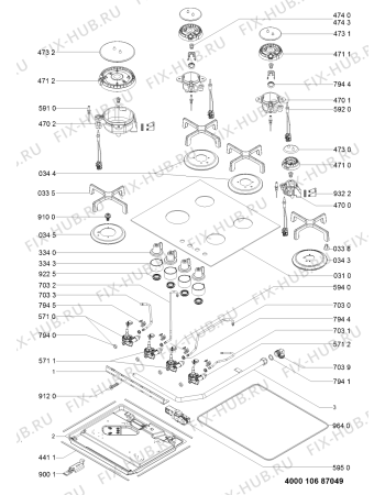 Схема №1 402.780.67 HBG L50 B HOB IK с изображением Переключатель для плиты (духовки) Whirlpool 481010647942