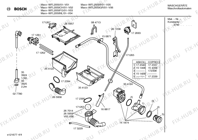 Схема №1 WFL2050GR WFL2050 с изображением Таблица программ для стиралки Bosch 00524367