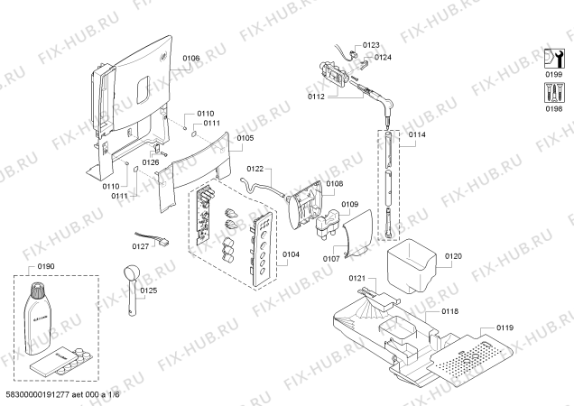Схема №1 TES50129RW VeroCafe с изображением Блок подключения для электрокофемашины Siemens 00625600