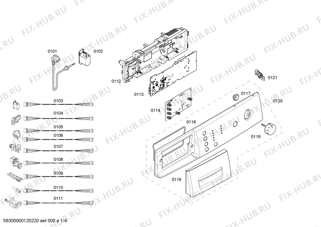 Схема №1 WAE24160EE с изображением Панель управления для стиралки Bosch 00449519