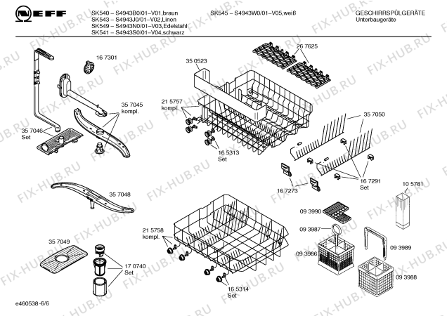 Схема №1 S4943B0 SK540 с изображением Инструкция по эксплуатации для посудомоечной машины Bosch 00525004
