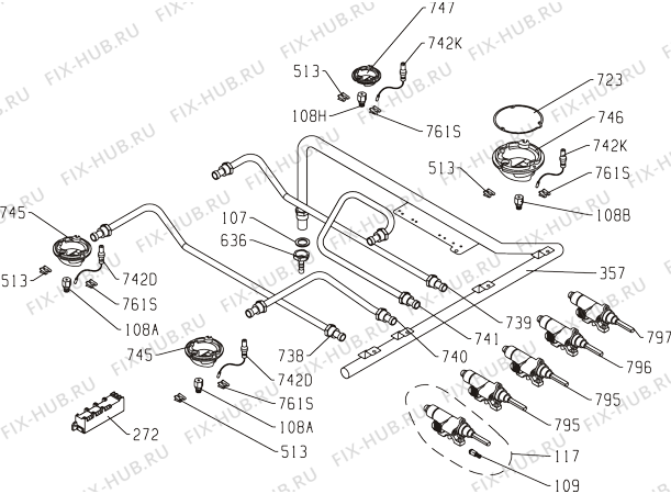 Взрыв-схема плиты (духовки) Sidex KSX6436EW (261286, K23D1-234NM) - Схема узла 07