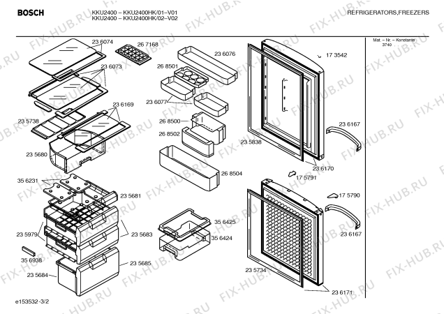 Схема №1 KKU2700HK с изображением Наклейка для холодильной камеры Bosch 00236168