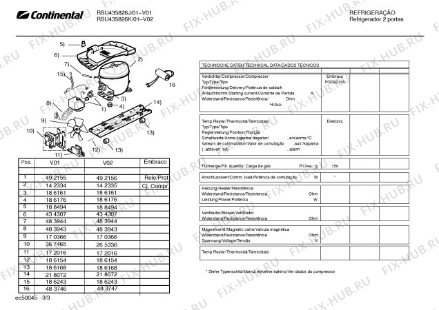 Взрыв-схема холодильника Continental RSU435826K Continental - Схема узла 03