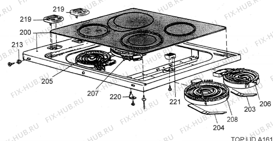 Взрыв-схема вытяжки Gorenje CERAMIC COOKER A161C66A RU   -White FS 60 (900000369, A161C66A) - Схема узла 02