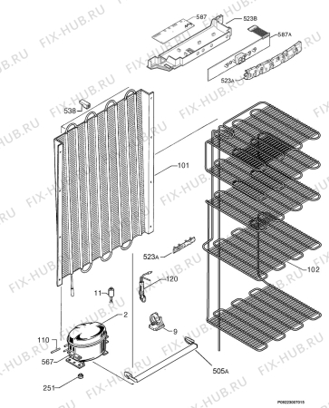 Взрыв-схема холодильника Privileg 667603_41456 - Схема узла Cooling system 017