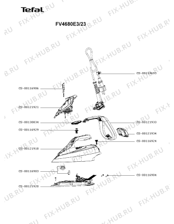 Схема №1 FV4850D0/23 с изображением Клавиша для электропарогенератора Tefal CS-00130834