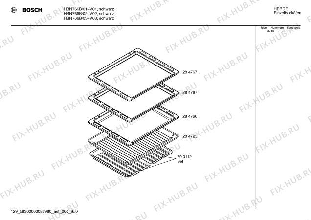 Схема №1 HBN766B с изображением Панель управления для плиты (духовки) Bosch 00354225