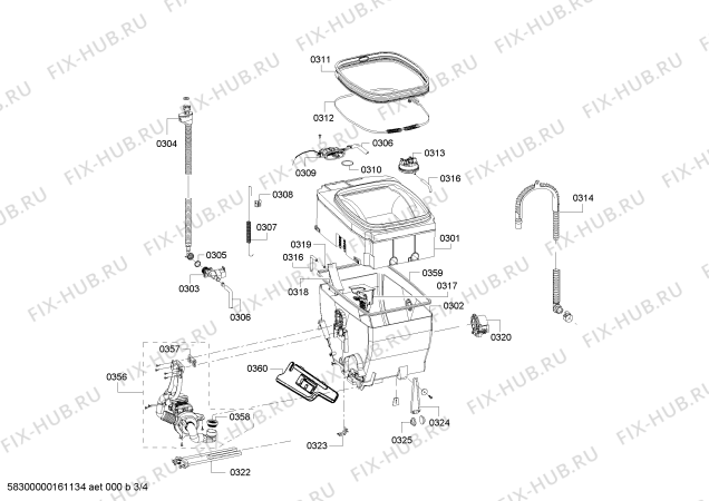 Схема №2 WOT26493NL с изображением Нижняя часть корпуса для стиральной машины Siemens 00688559