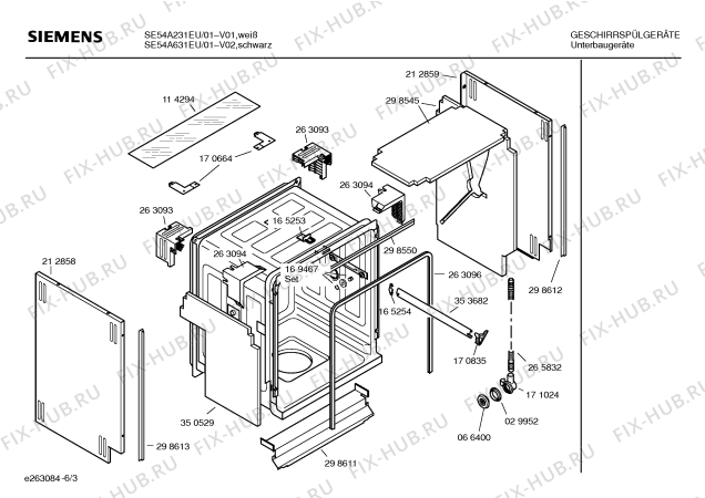 Взрыв-схема посудомоечной машины Siemens SE54A231EU - Схема узла 03
