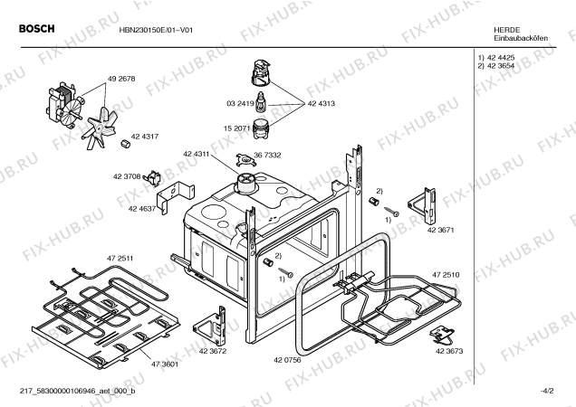 Взрыв-схема плиты (духовки) Bosch HBN230150E - Схема узла 02