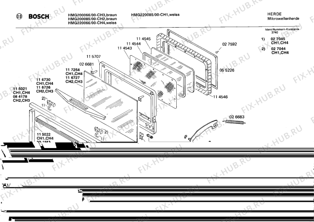 Схема №1 HMG200066 с изображением Панель для микроволновой печи Bosch 00085140
