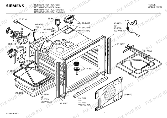 Взрыв-схема плиты (духовки) Siemens HB53544FN - Схема узла 03