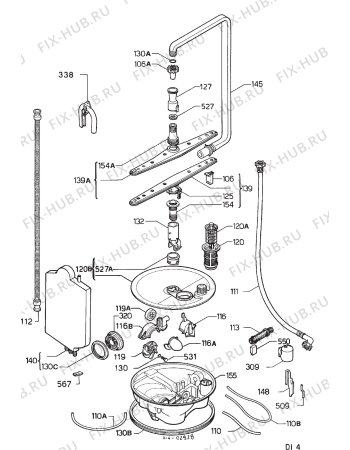 Взрыв-схема посудомоечной машины Faure LVO222W - Схема узла Hydraulic System 272