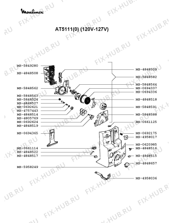 Взрыв-схема тостера (фритюрницы) Moulinex AT5111(0) - Схема узла TP002112.5P3