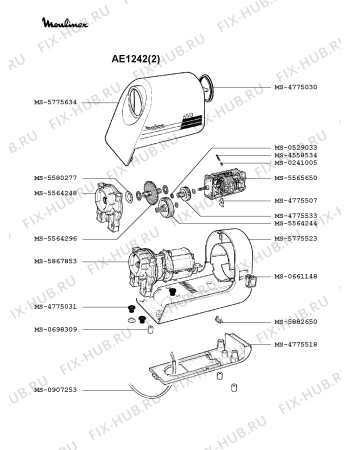 Взрыв-схема мясорубки Moulinex AE1242(2) - Схема узла TP000982.1P2