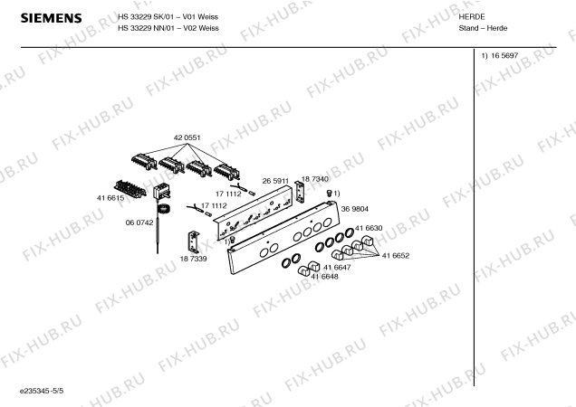 Схема №1 HS33229NN с изображением Инструкция по эксплуатации для плиты (духовки) Siemens 00590889