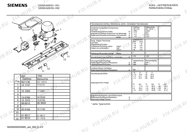 Взрыв-схема холодильника Siemens GS30U420 - Схема узла 03